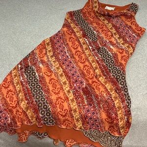 Y2K Whimsy Fairy Dress Large Vintage 90s Boho Multicolored Cowl Festival Hippie